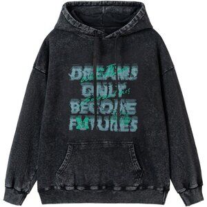 Men's Black Acid Wash Unisex Vintage Pullover Fall Winter Hoodies Sweatshirt